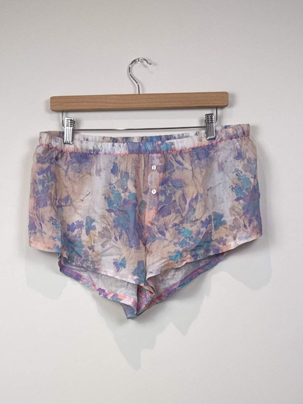 Intimately Free People Floral Cotton Lounge Tap Shorts Pink Blue Boho Sleep